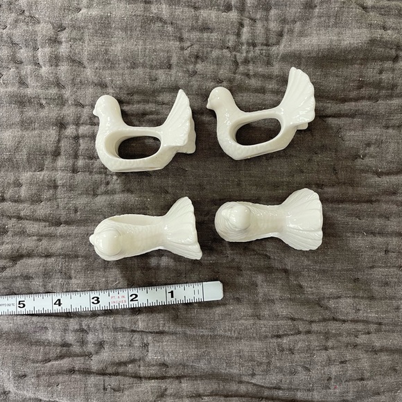 Vintage Shafford Design DOVE Porcelain Napkin Rings (Set of 4) bone white birds - Picture 3 of 11